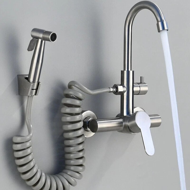 Baterie chiuvetă BisDesign® 36 cm, finisaj crom nichelat, duș extractabil cu furtun spiral [3]
