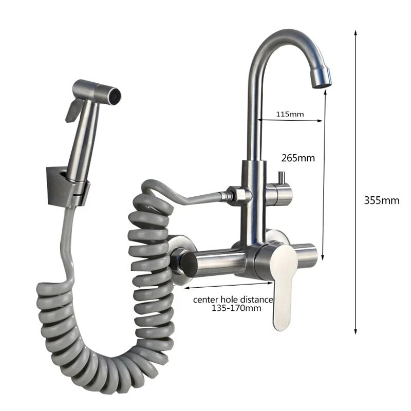 Baterie chiuvetă BisDesign® 36 cm, finisaj crom nichelat, duș extractabil cu furtun spiral [7]