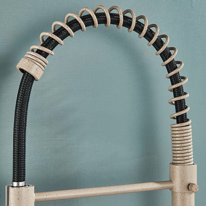 Baterie chiuvetă bucătărie BisDesign® 44 cm, finisaj bej granit, duș extractabil cu 2 moduri [5]