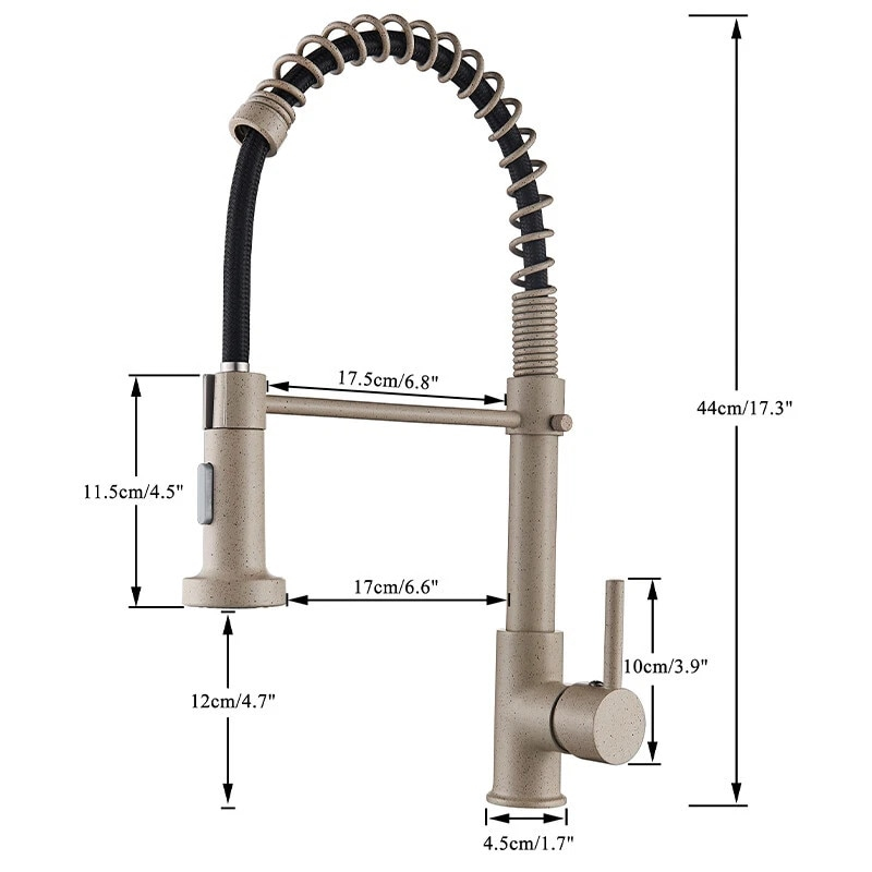 Baterie chiuvetă bucătărie BisDesign® 44 cm, finisaj bej granit, duș extractabil cu 2 moduri [9]