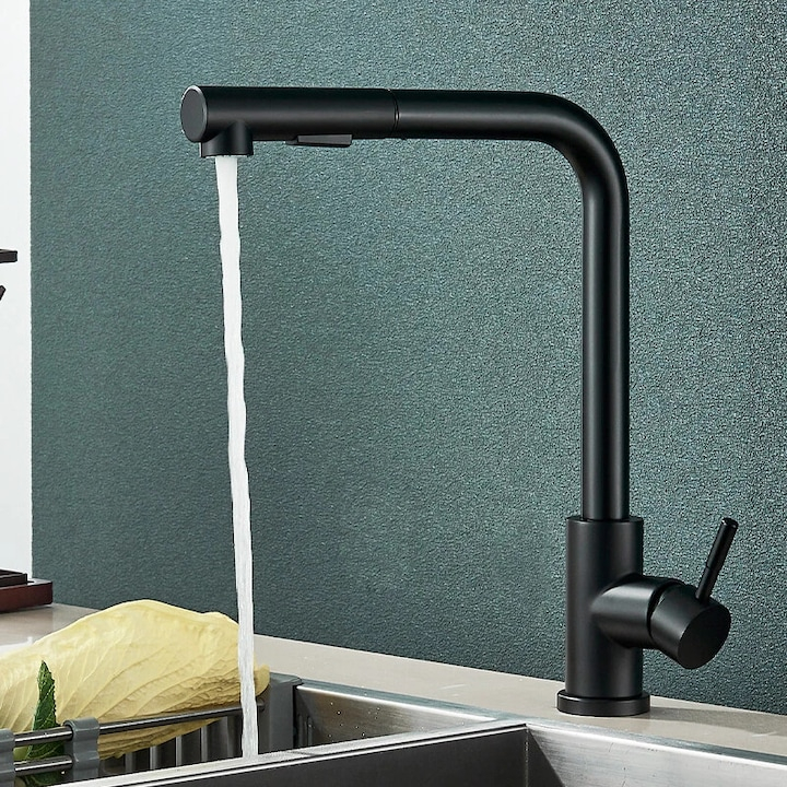 baterie bucatarie negru mat BisDesign dus extractabil design ergonomic 36cm [4]