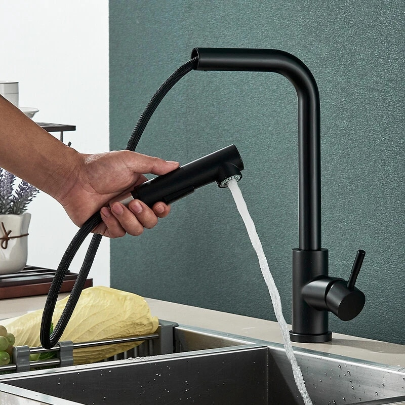 baterie bucatarie negru mat BisDesign dus extractabil design ergonomic 36cm [5]