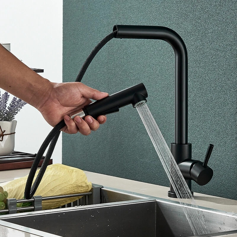 baterie bucatarie negru mat BisDesign dus extractabil design ergonomic 36cm [8]