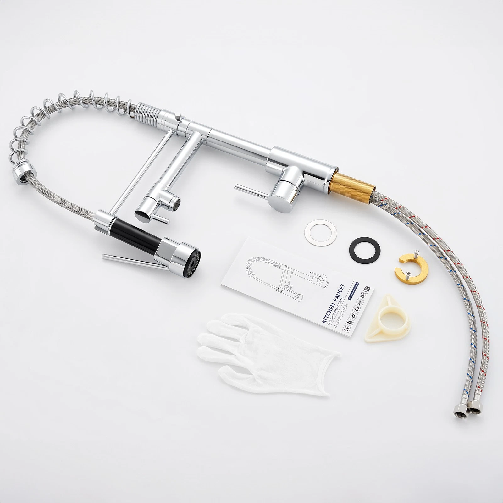 baterie bucatarie profesionala crom negru BisDesign cu dus extractibil 360 [7]