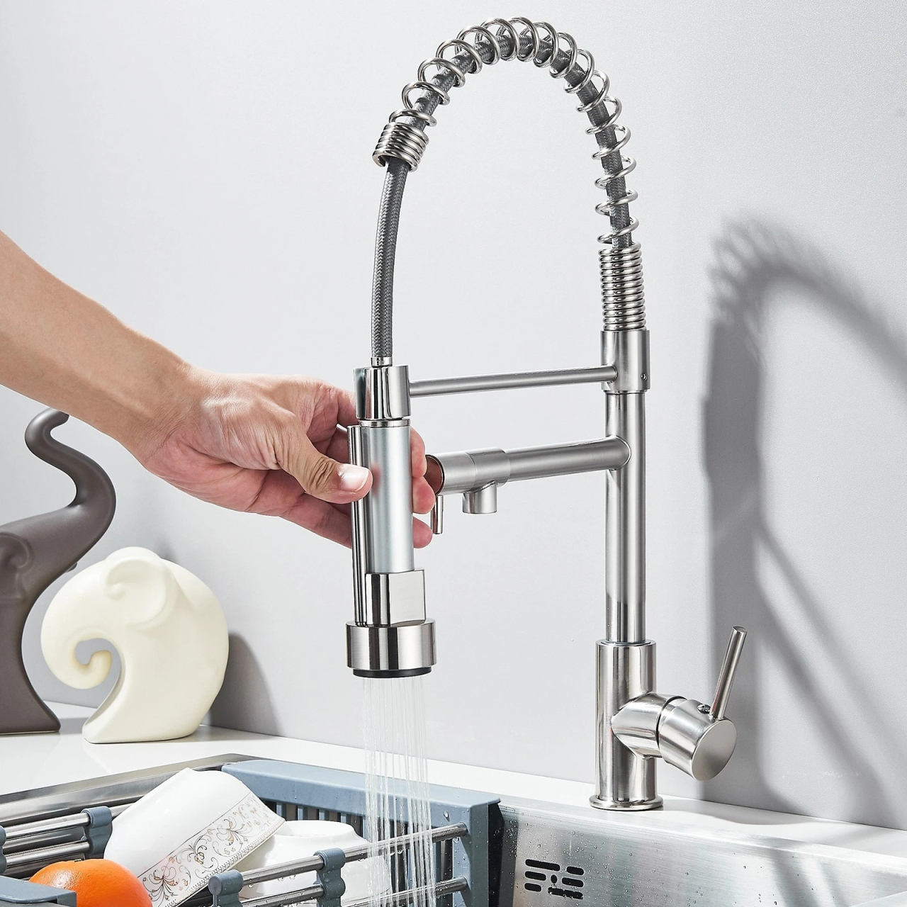 baterie bucatarie profesionala crom nichelat BisDesign cu dus flexibil 360 [5]