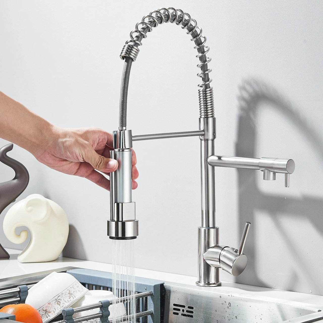 baterie bucatarie profesionala crom nichelat BisDesign cu dus flexibil 360 [2]