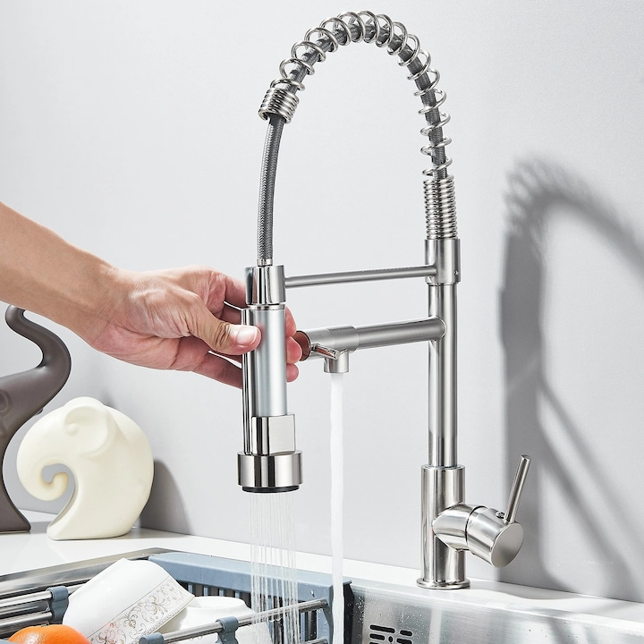 baterie bucatarie profesionala crom nichelat BisDesign cu dus flexibil 360 [3]