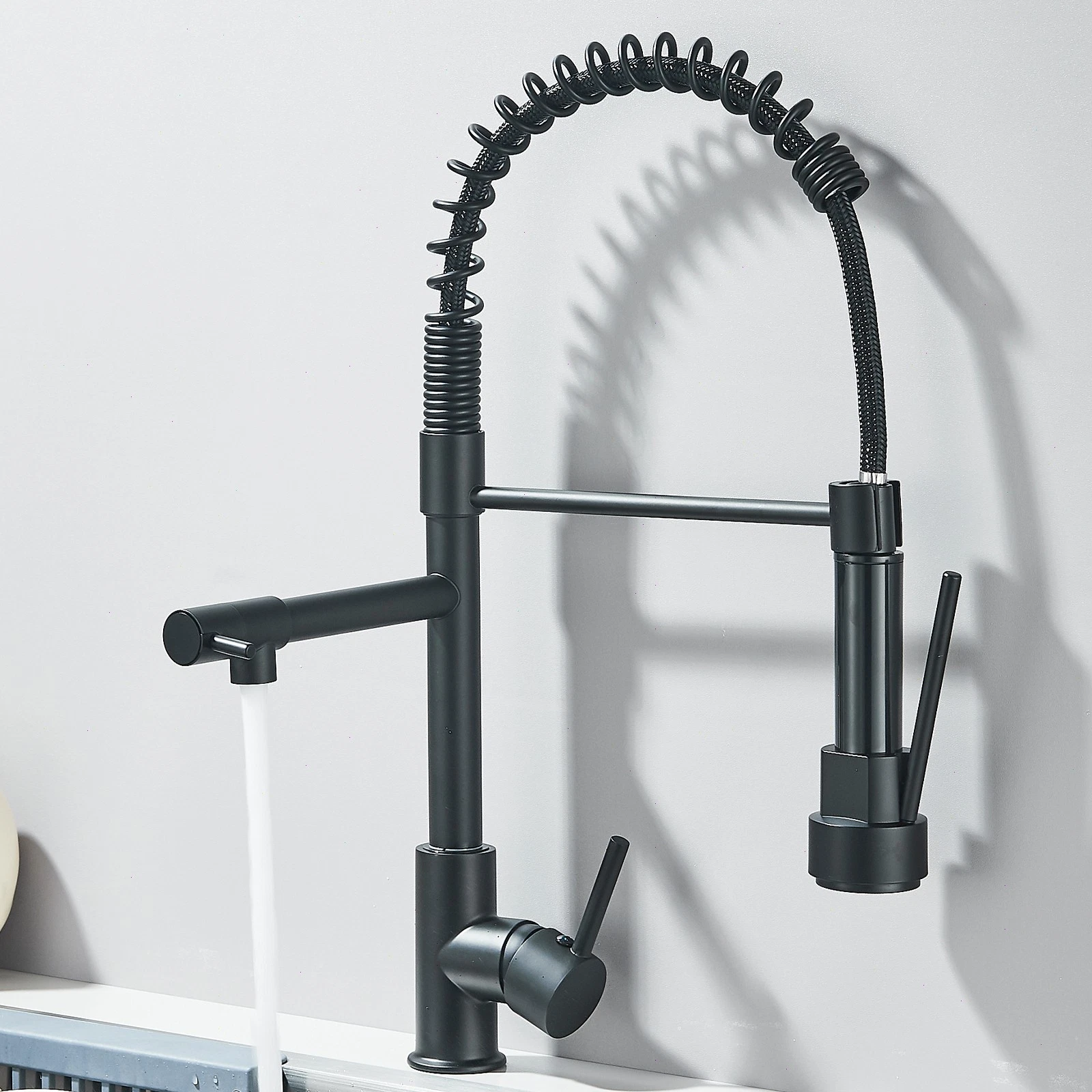 baterie bucatarie profesionala negru mat BisDesign cu dus flexibil 360 [7]