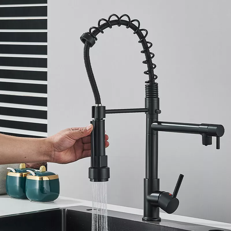 baterie bucatarie profesionala negru mat BisDesign cu dus flexibil 360 [2]