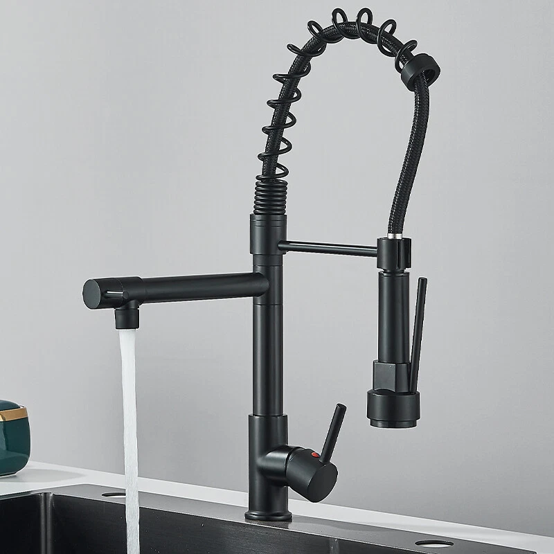 baterie bucatarie profesionala negru mat BisDesign cu dus flexibil 360 [3]