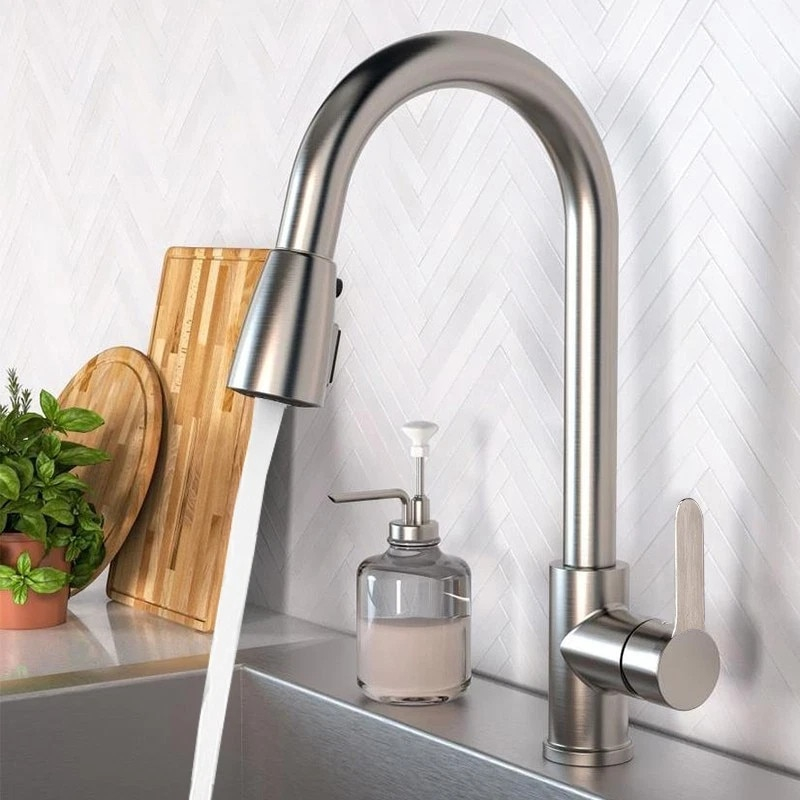 Baterie bucatarie crom nickelat cu dus extractabil 3 functii BisDesign [6]