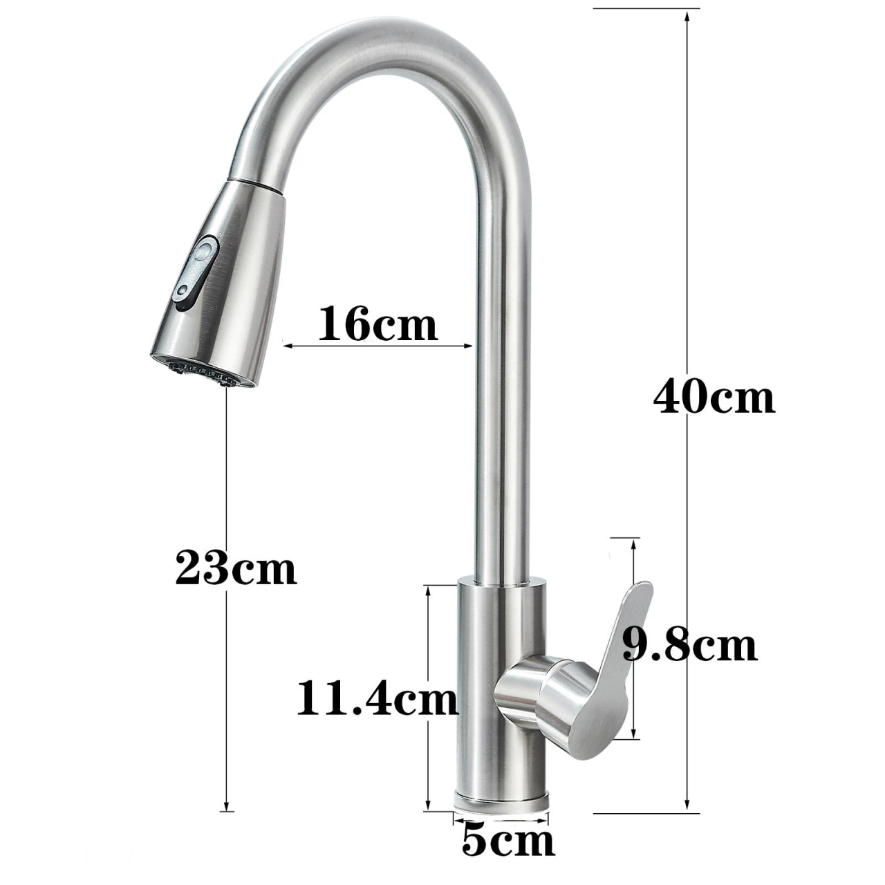 Baterie bucatarie crom nickelat cu dus extractabil 3 functii BisDesign [10]