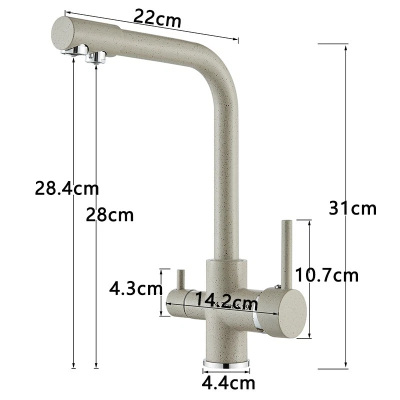 baterie bucatarie bej granit pigmentat BisDesign cu apa filtrata 31cm [11]