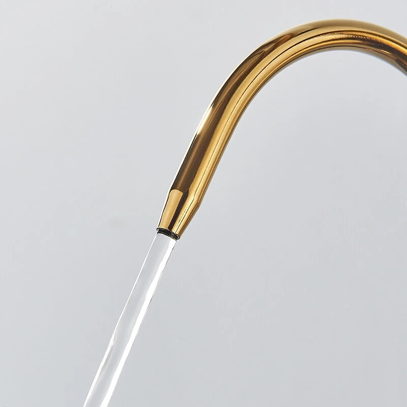 Baterie bucatarie aurie lucioasa cu apa filtrata si dus extractabil 41 cm BisDesign [7]