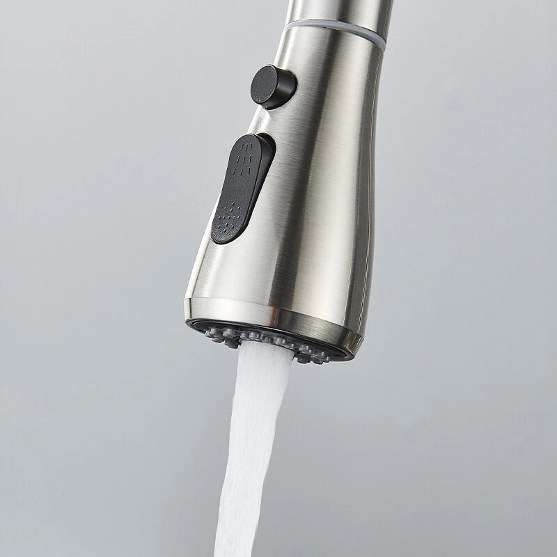 Baterie bucatarie crom nickelat cu apa filtrata si dus extractabil 35 cm BisDesign [6]