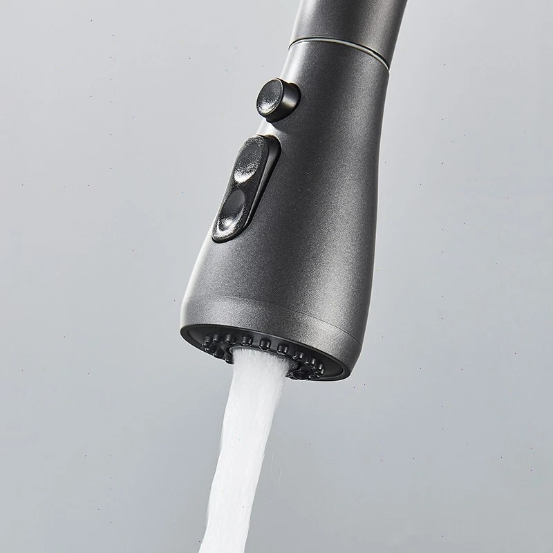 Baterie bucatarie gri antracit cu apa filtrata si dus extractabil 41 cm BisDesign [9]