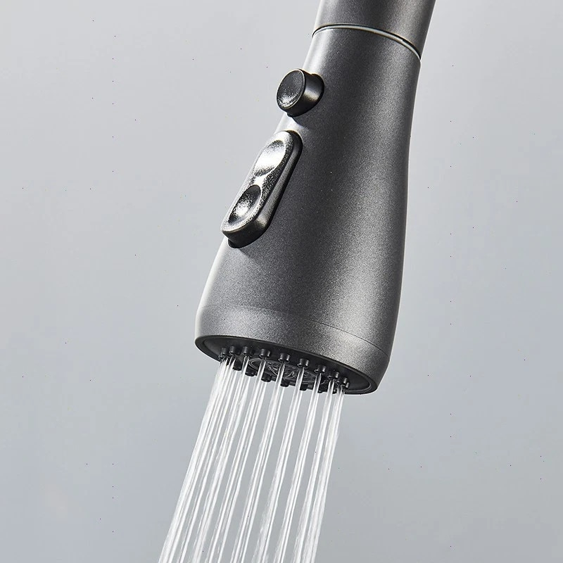 Baterie bucatarie gri antracit cu apa filtrata si dus extractabil 41 cm BisDesign [6]