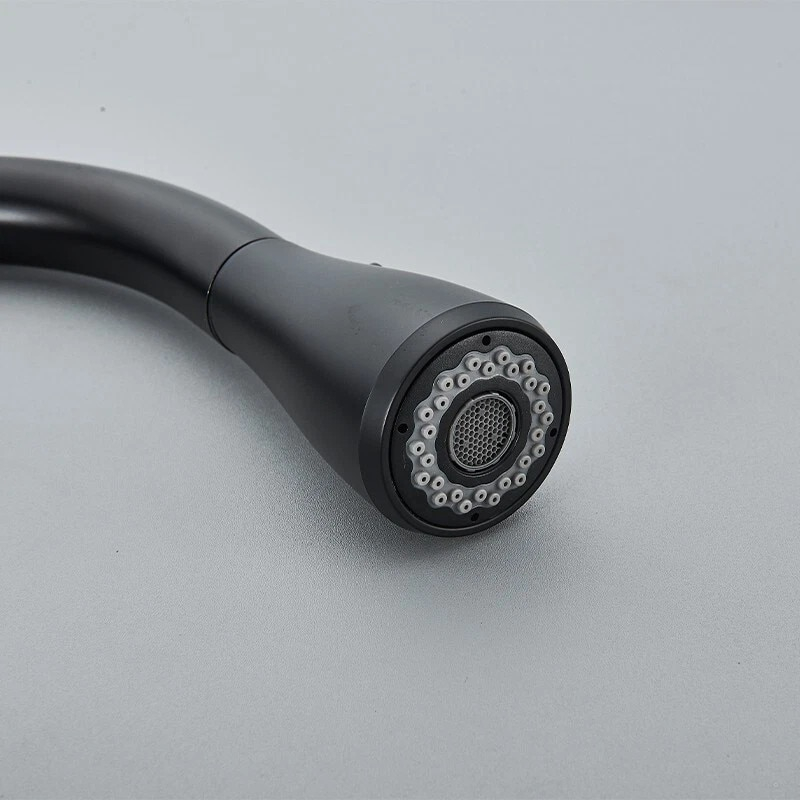 Baterie bucatarie negru mat cu apa filtrata si dus extractabil 41 cm BisDesign [8]