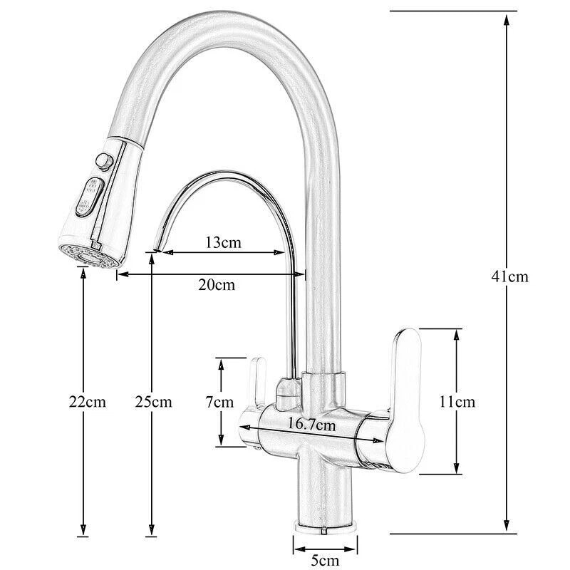 Baterie bucatarie negru mat cu apa filtrata si dus extractabil 41 cm BisDesign [11]