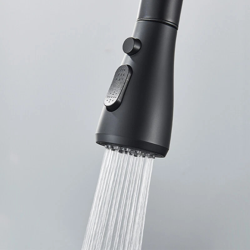 Baterie bucatarie negru mat cu apa filtrata si dus extractabil 41 cm BisDesign [6]