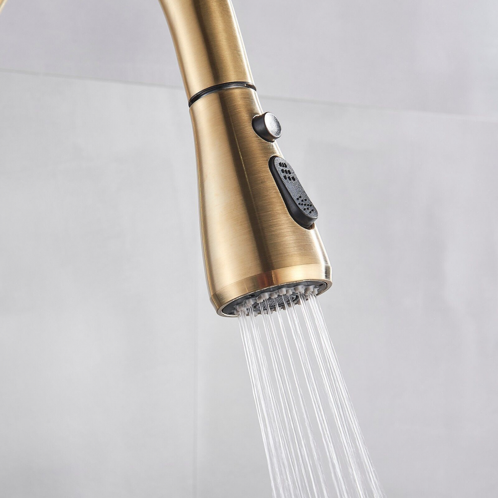 Baterie bucătărie auriu mat 39 cm cu duș extractabil și senzor Touch [9]