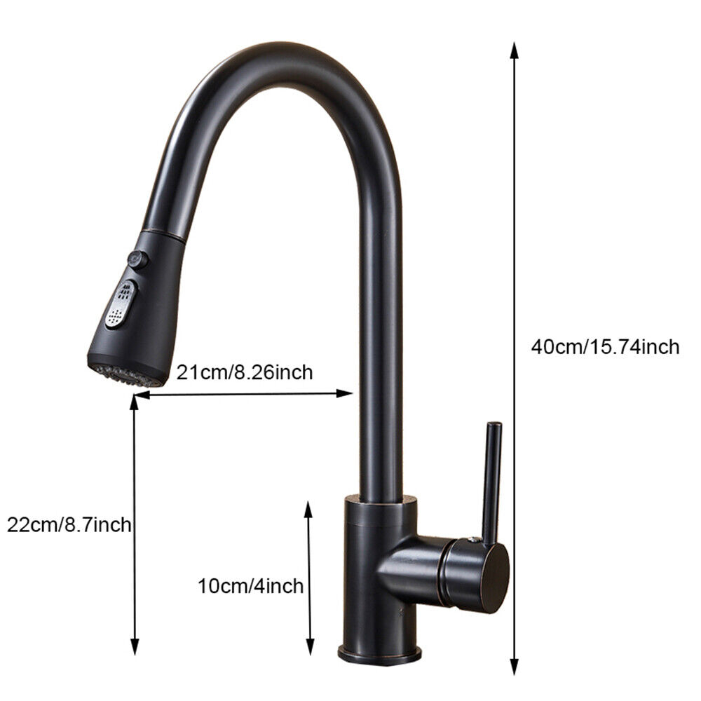 Baterie bucătărie negru mat 40 cm cu duș extractabil 3 funcții, Touch și temporizator [9]