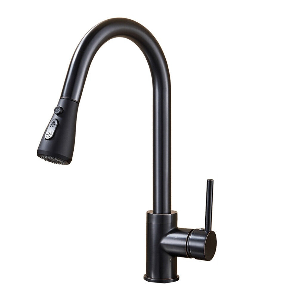 Baterie bucătărie negru mat 40 cm cu duș extractabil 3 funcții, Touch și temporizator [1]