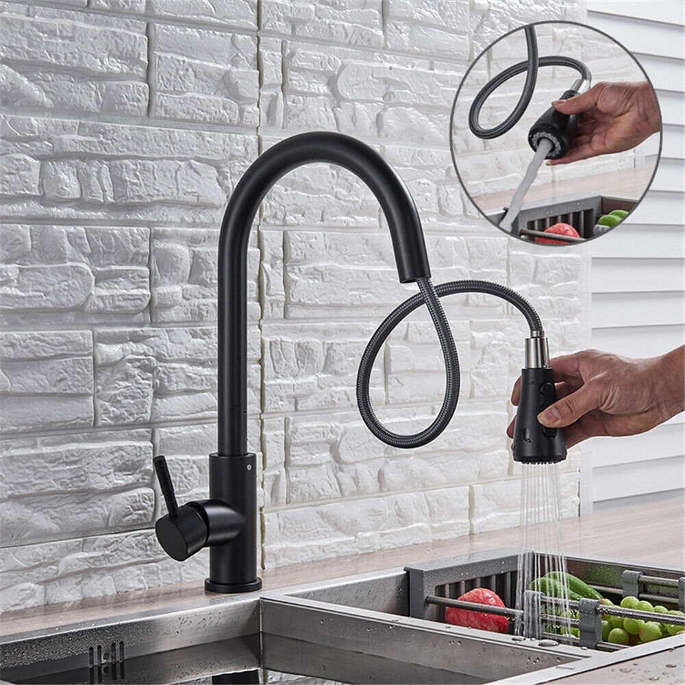 Baterie bucătărie negru mat 40 cm cu duș extractabil 3 funcții, Touch și temporizator [5]