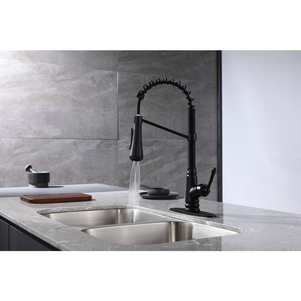 Baterie bucătărie negru mat antichizat 48 cm cu duș extractabil și 4 funcții [2]