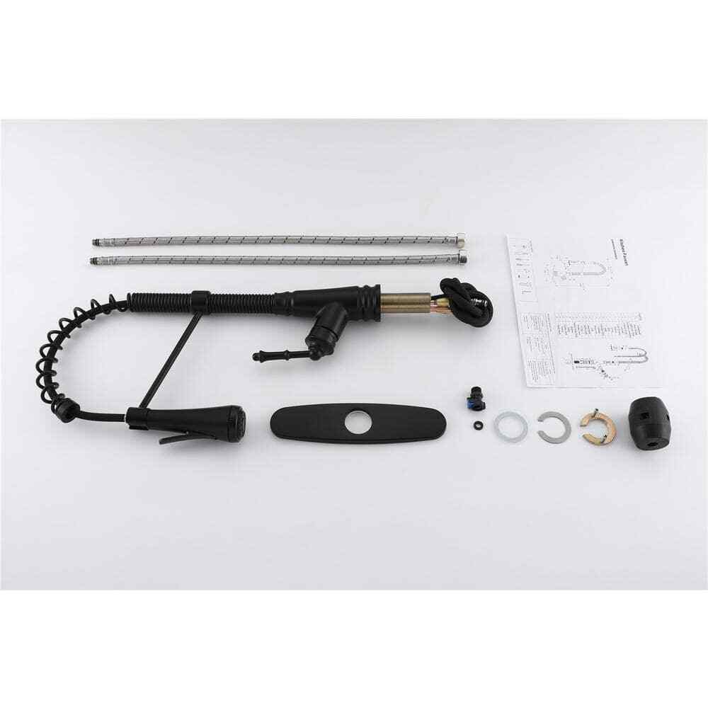 Baterie bucătărie negru mat antichizat 48 cm cu duș extractabil și 4 funcții [5]