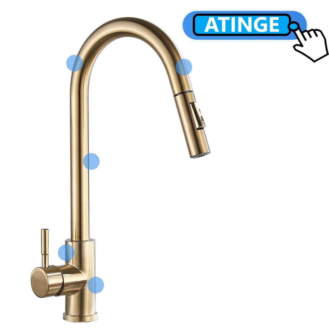 Baterie bucătărie BisDesign Touch auriu mat 39 cm cu duș extractabil [8]