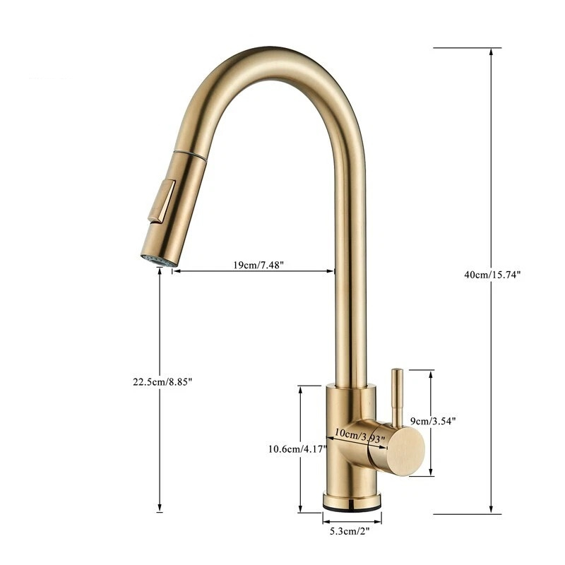 Baterie bucătărie BisDesign Touch auriu mat 39 cm cu duș extractabil [9]