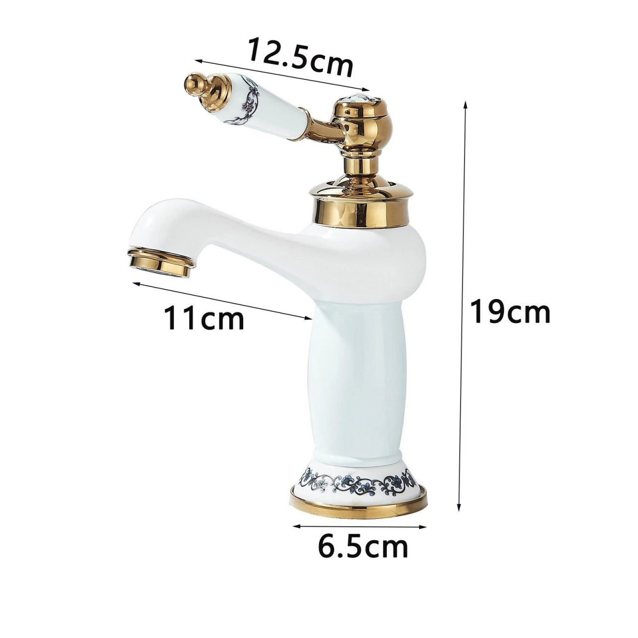 Baterie de baie alb auriu antichizat cu inele ceramice 20 cm [9]