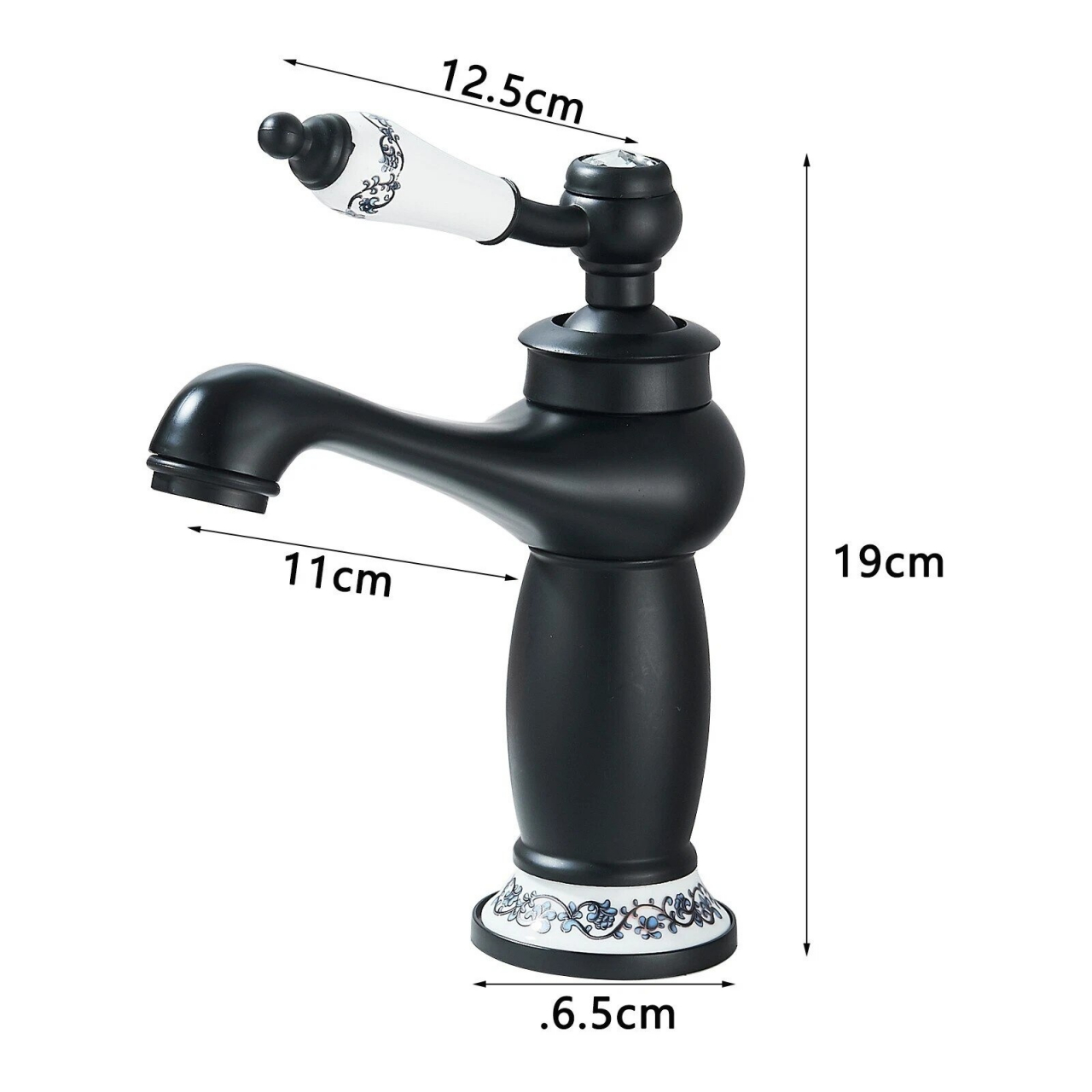 Baterie de baie negru antichizat cu inele ceramice 20 cm [8]