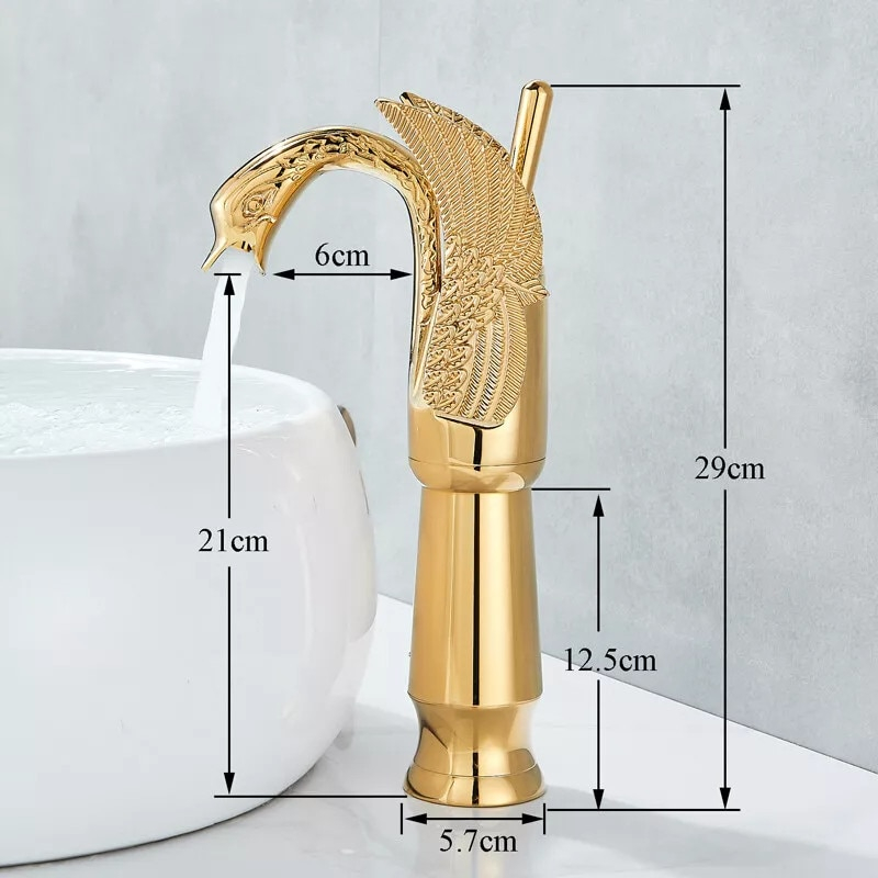Baterie lavoar aurie Lebăda 29 cm cu finisaj lucios și design elegant [9]