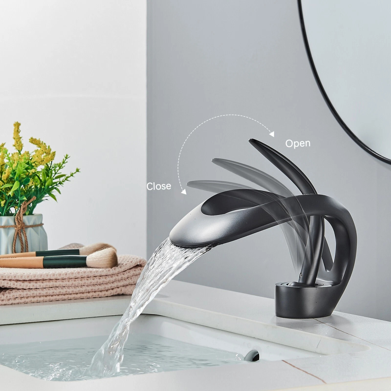 baterie lavoar negru mat BisDesign model lebada 15cm [3]