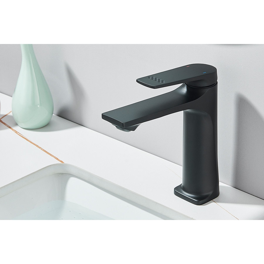 Baterie chiuvetă baie negru mat 17 cm cu design modern și pipă înclinată [3]
