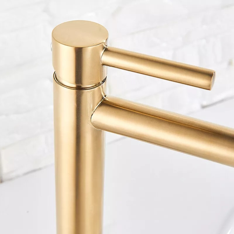 Baterie chiuvetă baie aurie mat 31 cm cu design modern și pipă înclinată [8]