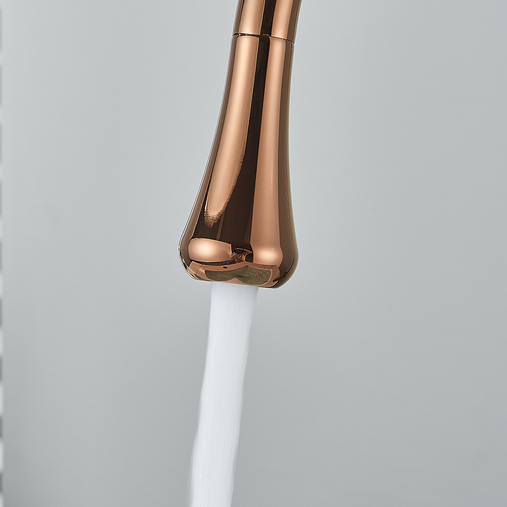 Baterie lavoar baie auriu rose 47 cm design modern și pipă pivotantă [4]