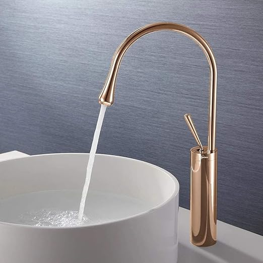 Baterie lavoar baie auriu rose 47 cm design modern și pipă pivotantă [2]