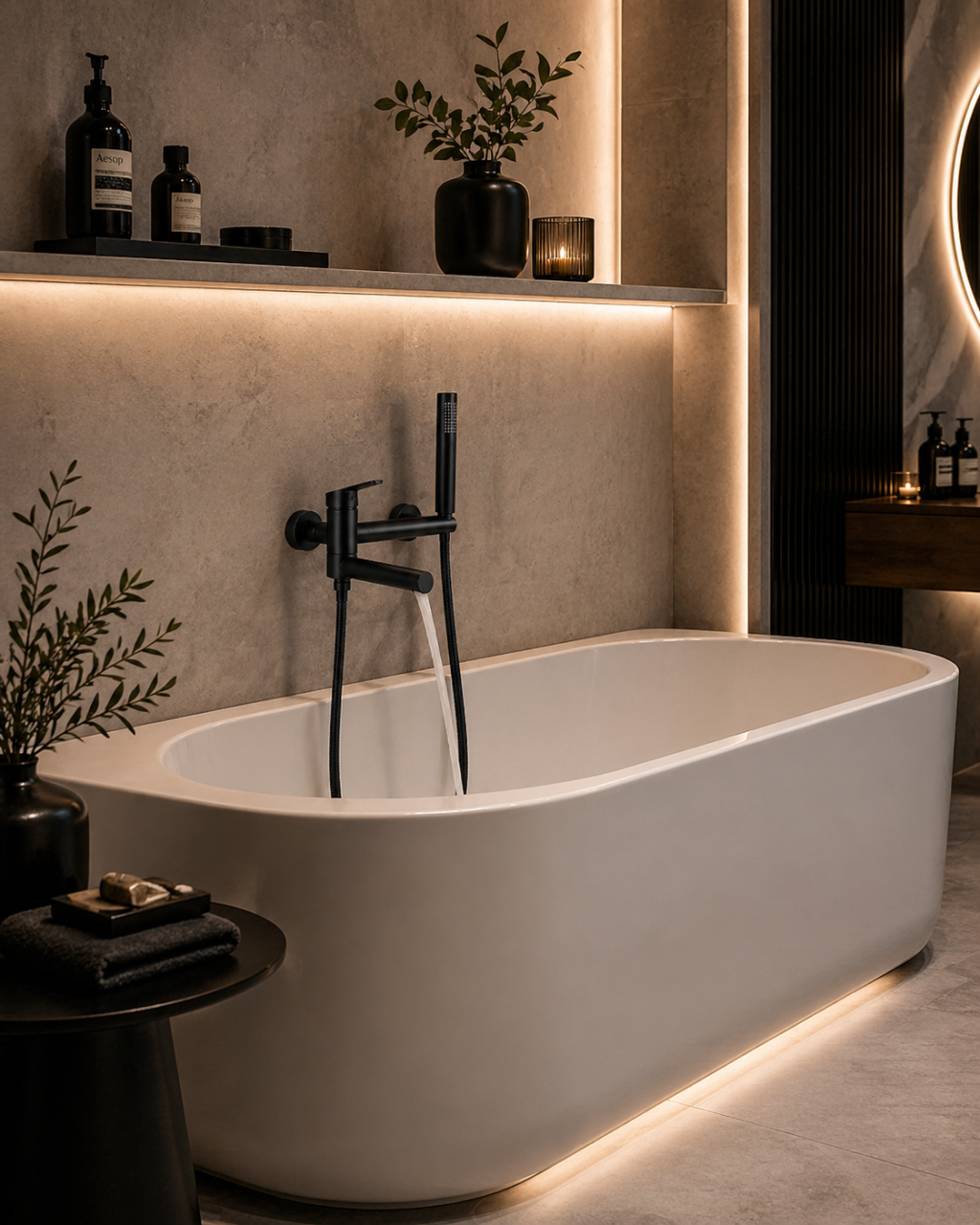 Baterie de duș și cadă negru mat cu 2 funcții și deviator dinamic [2]