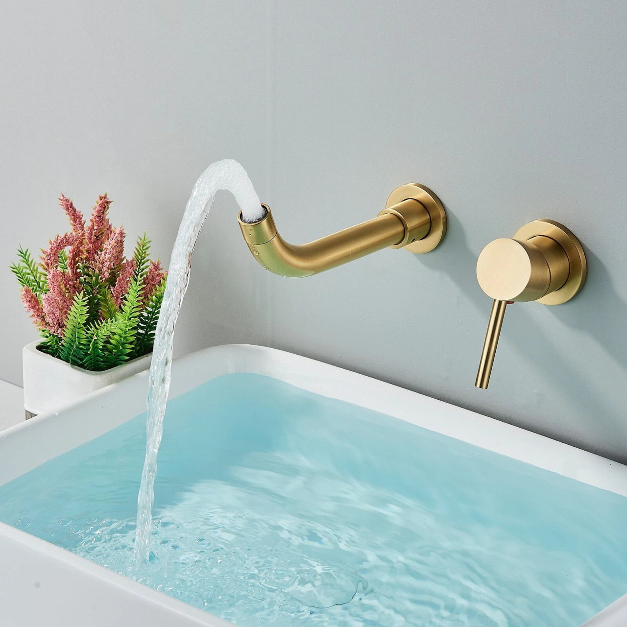 Baterie lavoar incastrata auriu mat periat 21 cm BisDesign [4]