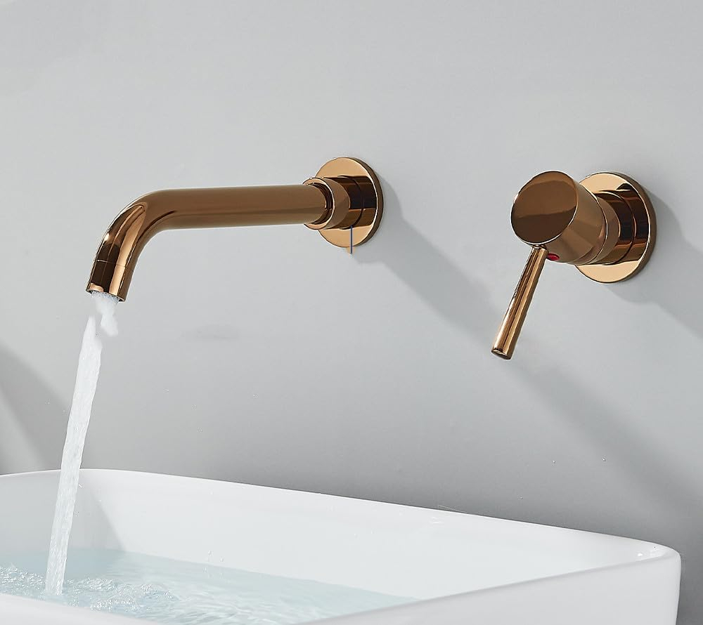 Baterie lavoar încastrabilă Rose Gold cu pipă fixă 15 cm [3]