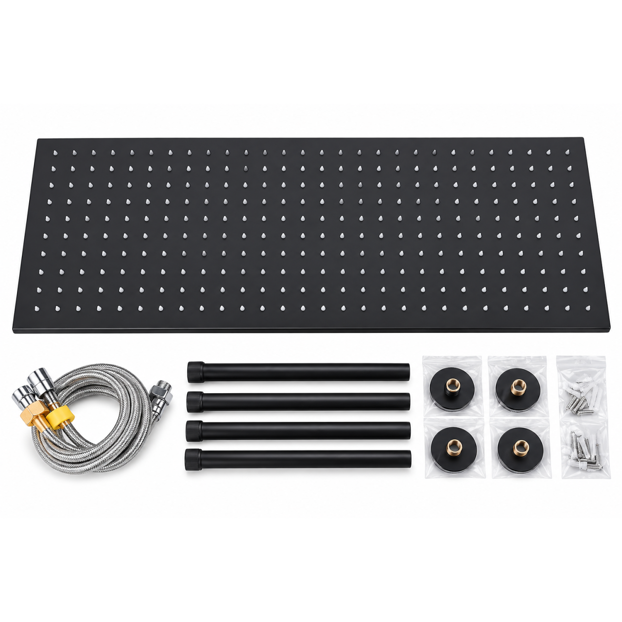 Cap de duș tip ploaie BisDesign® 40 × 80 cm, negru mat, LED [11]