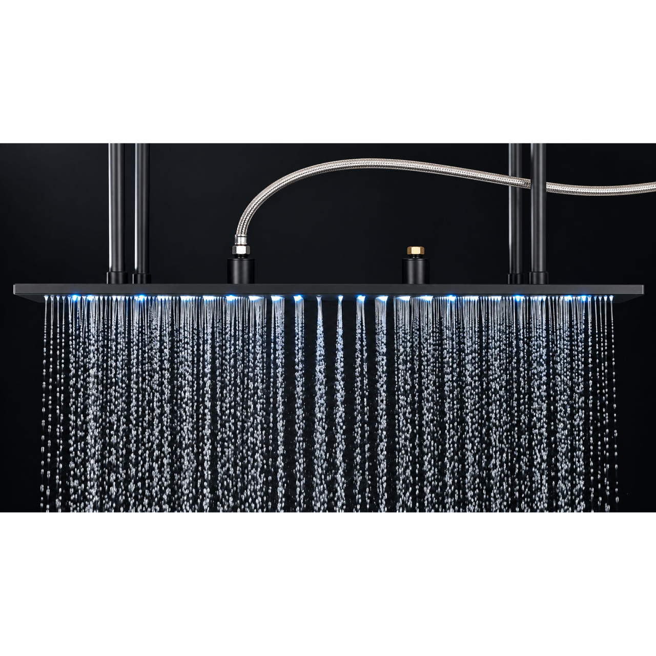 Cap de duș tip ploaie BisDesign® 40 × 80 cm, negru mat, LED [5]