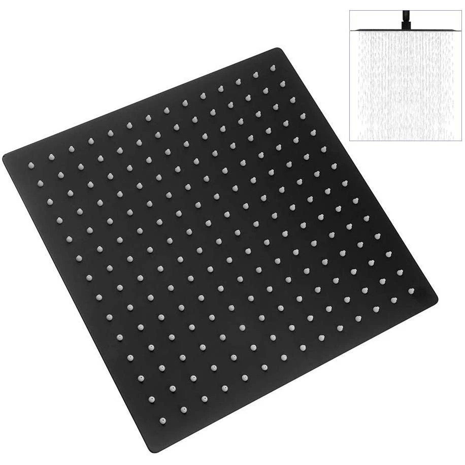 Cap duș pătrat BisDesign® Ultra Slim 40x40 cm, finisaj negru mat, oțel inoxidabil [4]