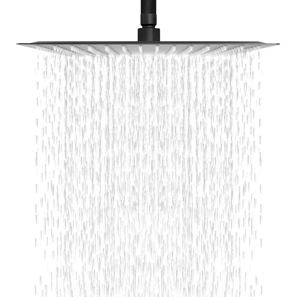Cap duș pătrat BisDesign® Ultra Slim 40x40 cm, finisaj negru mat, oțel inoxidabil [2]