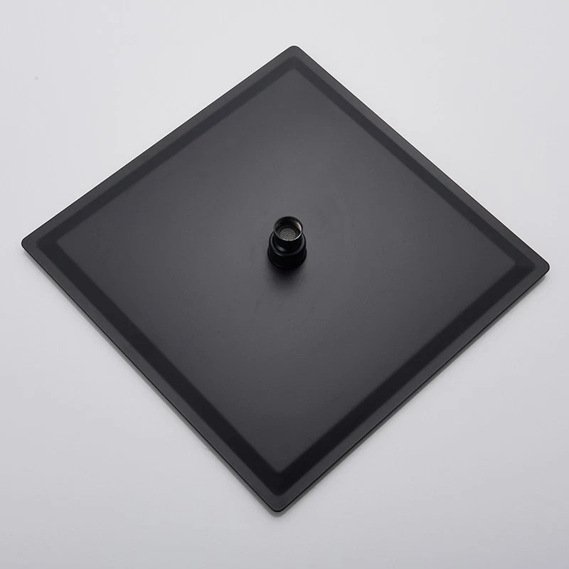 Cap duș pătrat BisDesign® Ultra Slim 20x20 cm, finisaj negru mat, oțel inoxidabil [7]