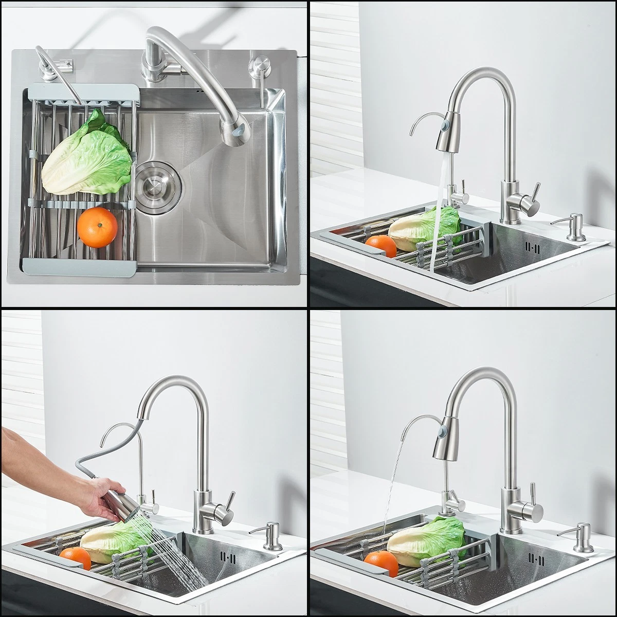 Chiuvetă Multifuncțională Inox Nichel Periat cu Cascadă și Duș Extractabil BisDesign [4]