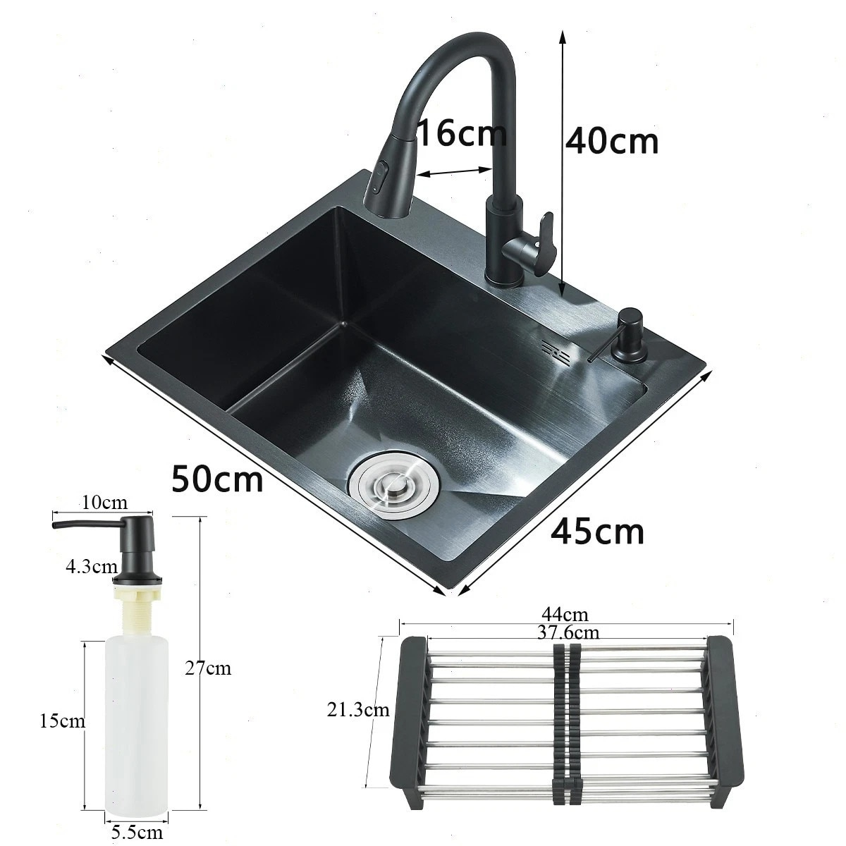 Chiuveta bucatarie multifunctionala negru mat 50x45 cm BisDesign [8]